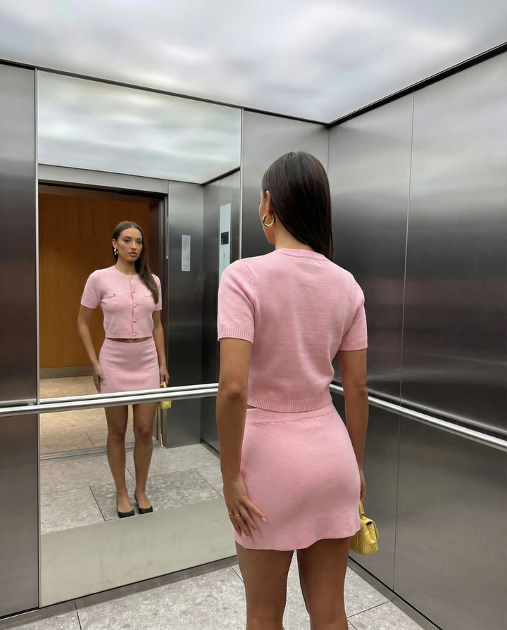 Women's Cropped Knit Co-Ord Set