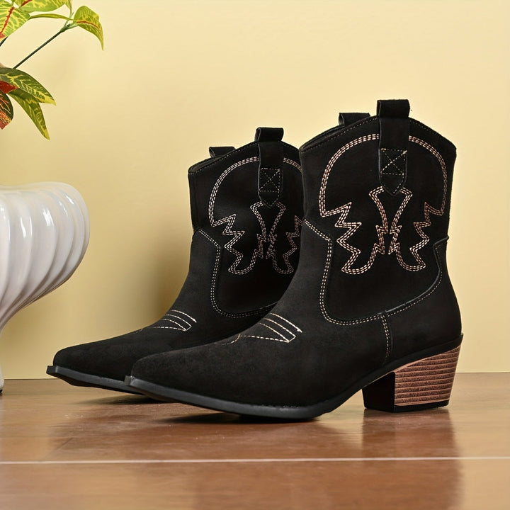 Women's Embroidered Western Ankle Boots
