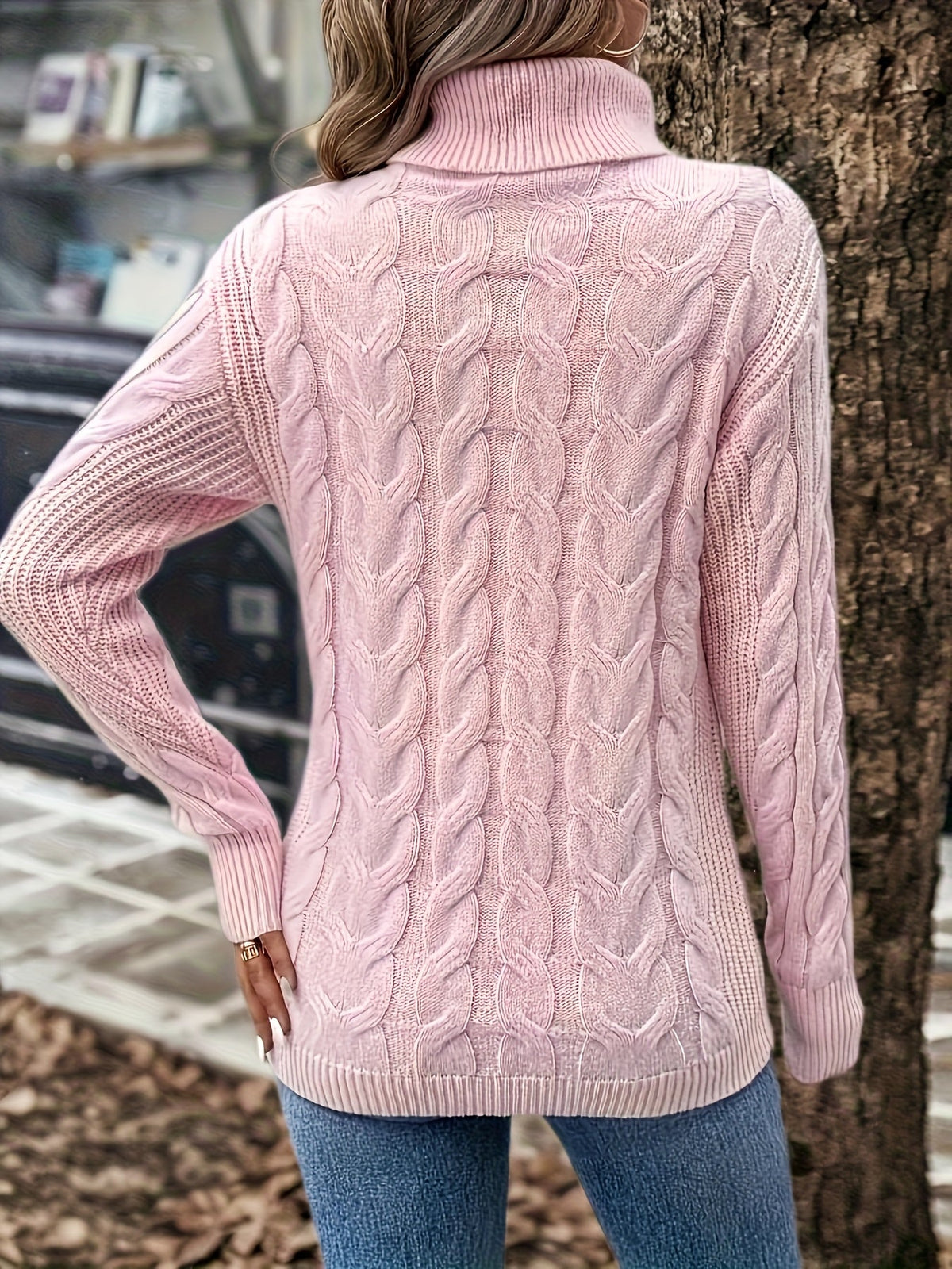 Women's Cable Knit Turtleneck Jumper