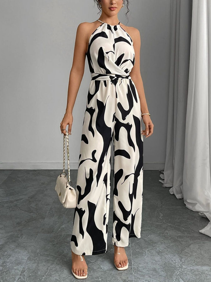 Women's Abstract Print Wide Leg Jumpsuit
