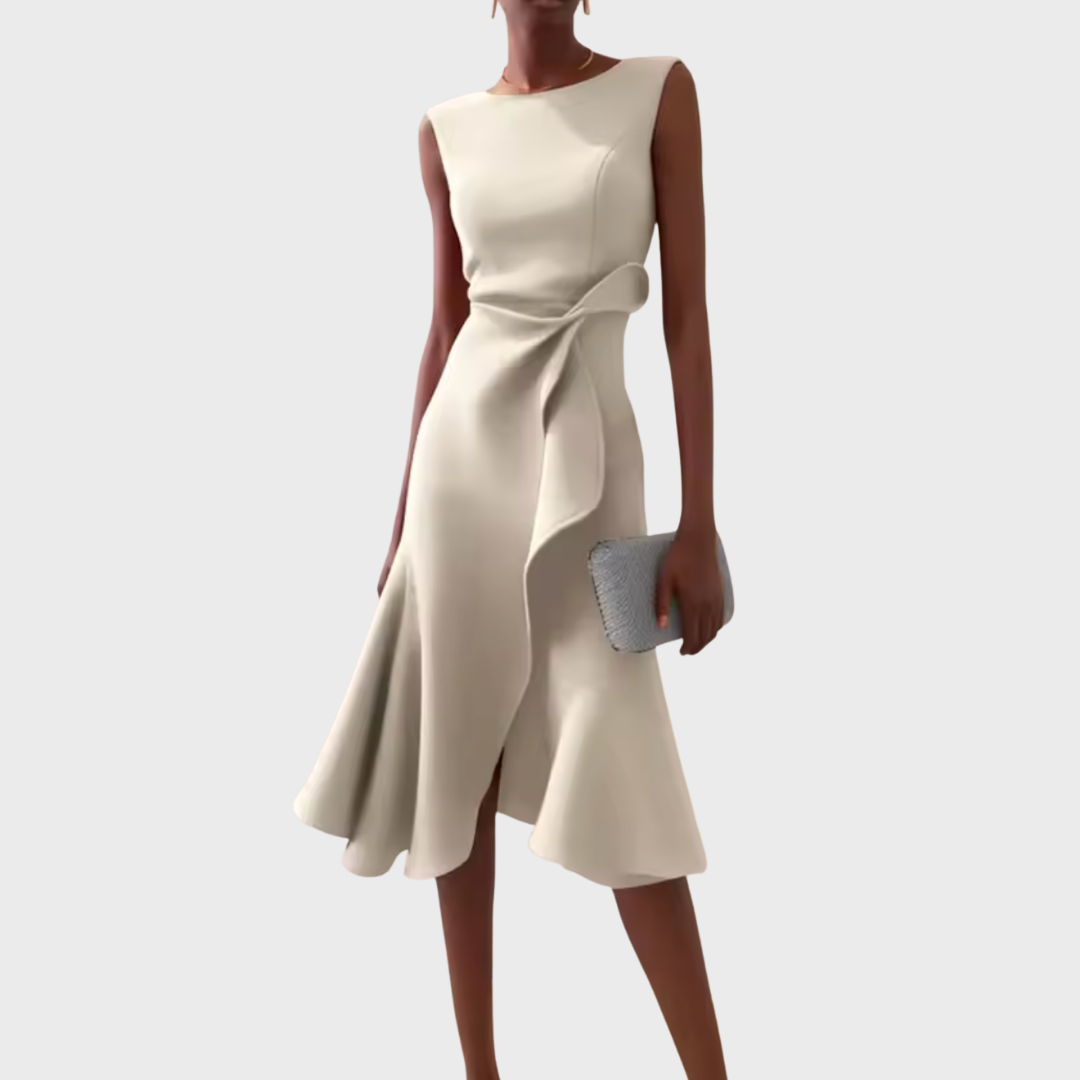 Irena | Asymmetrical Draped Midi Dress