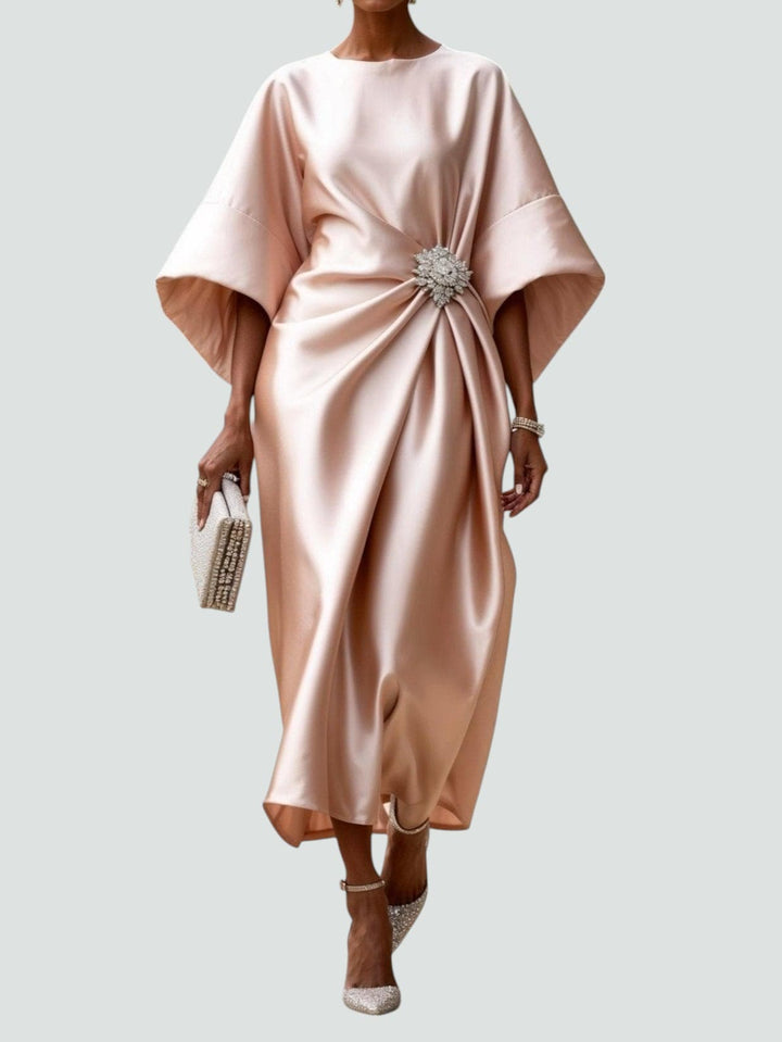 Elegant Maxi Dress with a Brooch