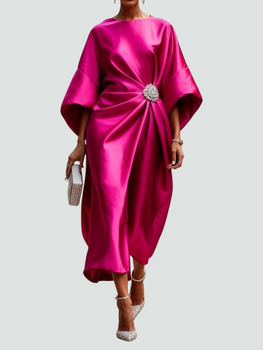 Elegant Maxi Dress with a Brooch