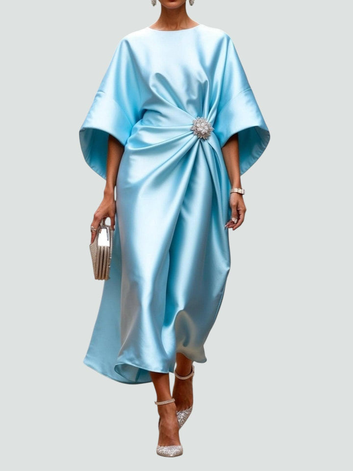 Elegant Maxi Dress with a Brooch