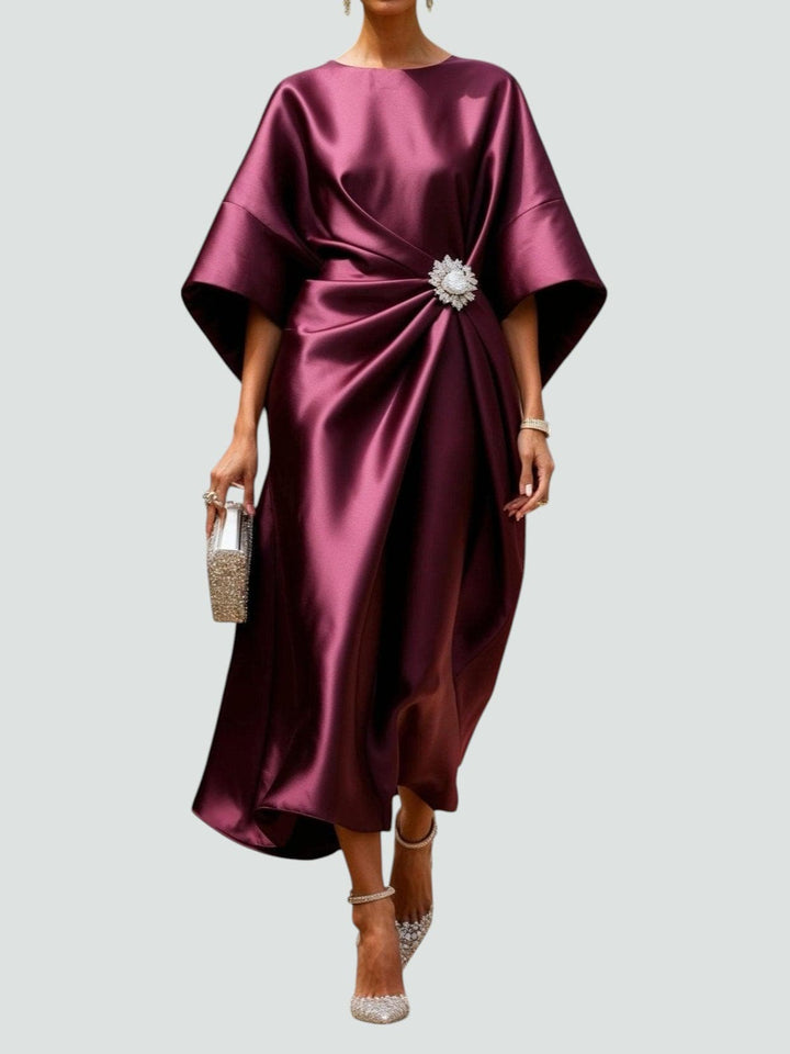 Elegant Maxi Dress with a Brooch