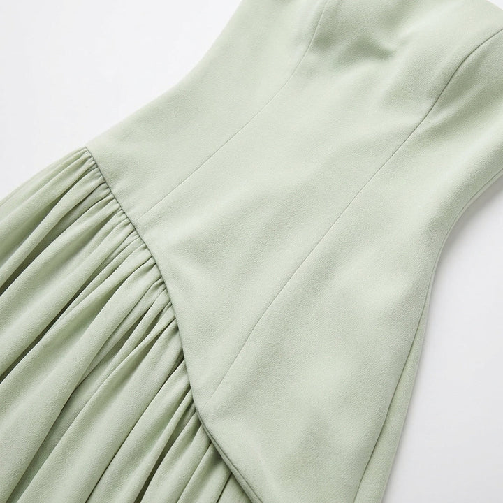 Women's Strapless Pleated Maxi Dress