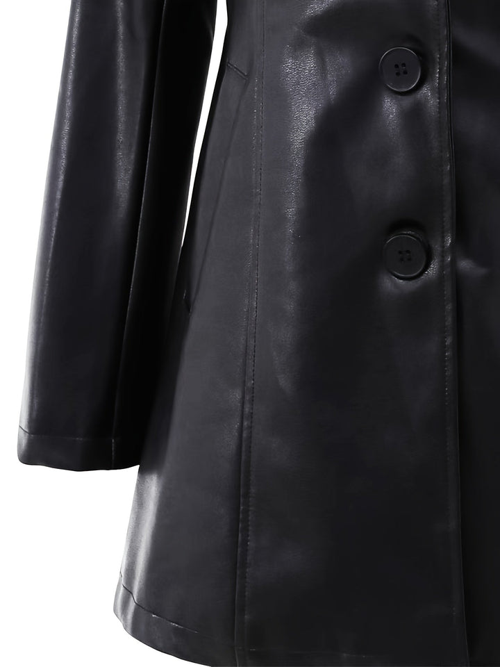 Women's A-Line Mid Length Coat with Notched Collar