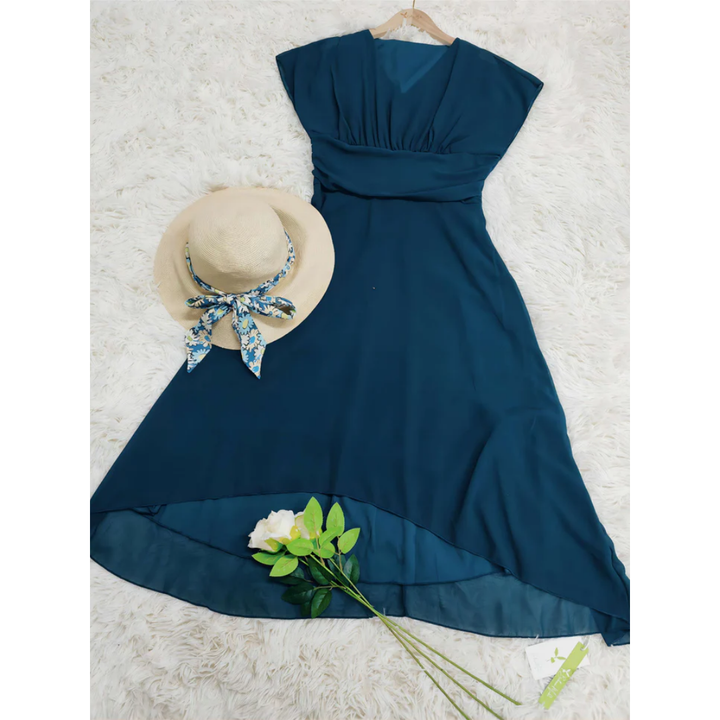 Women's V-Neck Wrap Midi Dress