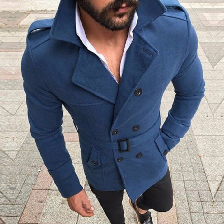 Men's Hooded Double-Breasted Trench Coat