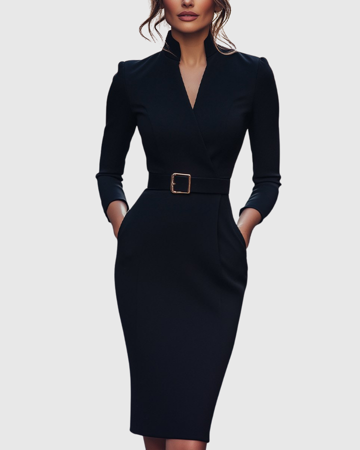Joanna | Women's Midi Dress Fitted with a Belt