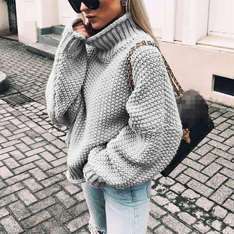 Maglione da donna in maglia grossa a collo alto
