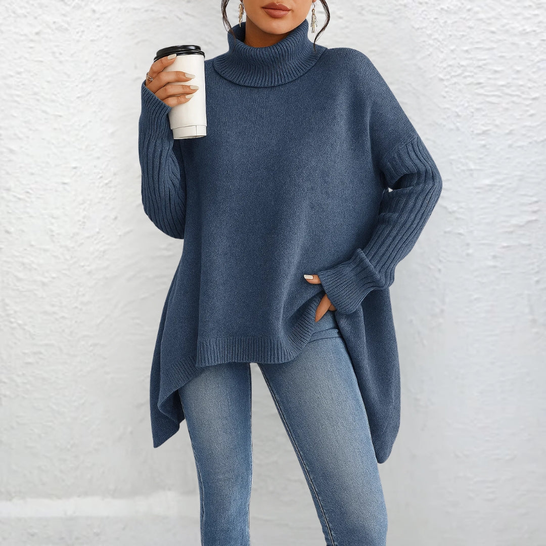 Damenpullover mit Rollkragen und unifarbenem Design