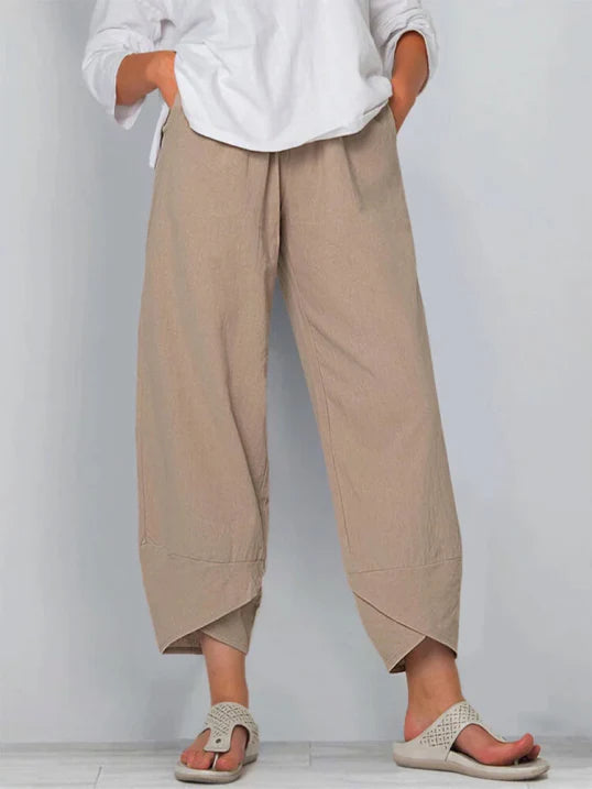 Women's Summer Cropped Straight Cut Trousers for Everyday Styles