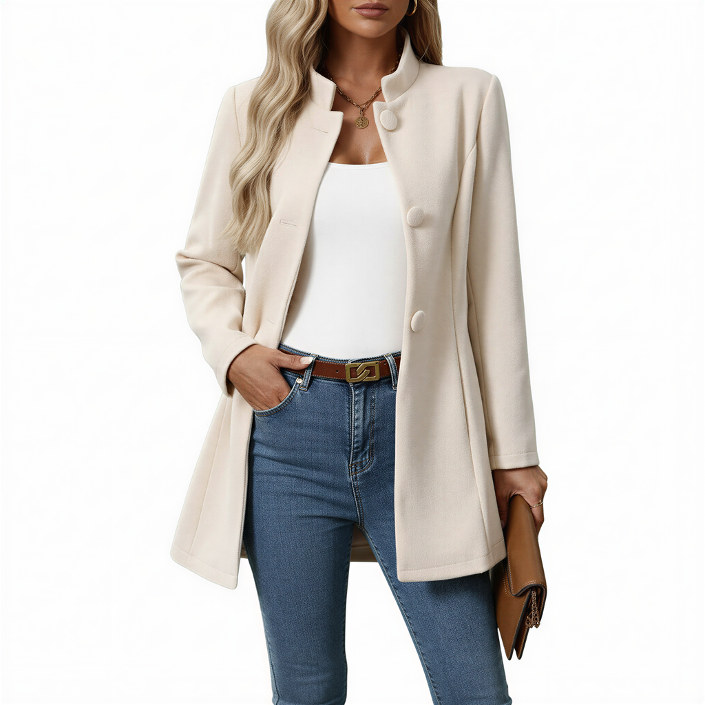 Manteau trapèze pour femme à boutonnage