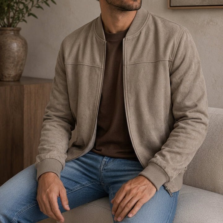 Men's Bomber Jacket with Ribbed Cuffs