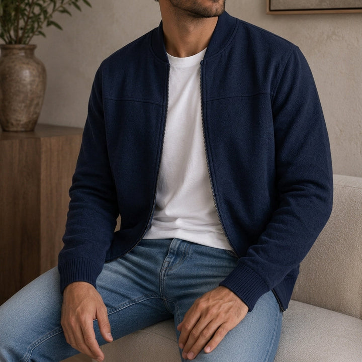 Men's Bomber Jacket with Ribbed Cuffs