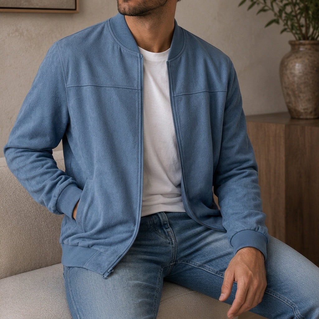 Men's Bomber Jacket with Ribbed Cuffs