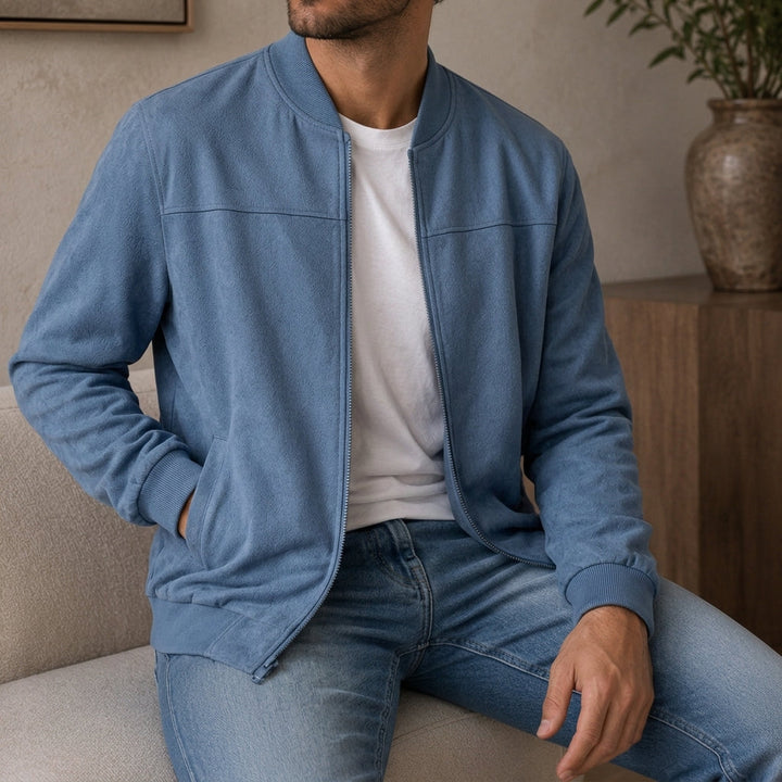 Men's Bomber Jacket with Ribbed Cuffs