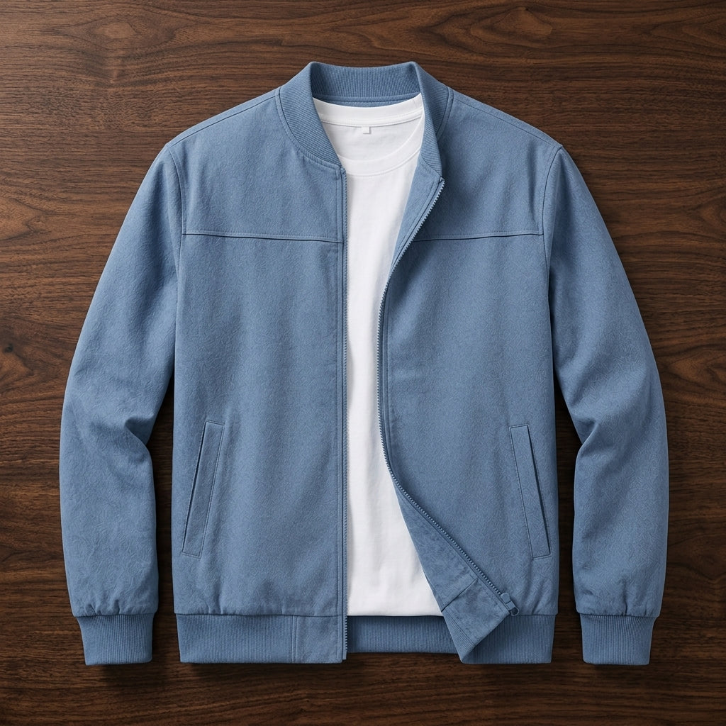 Men's Bomber Jacket with Ribbed Cuffs