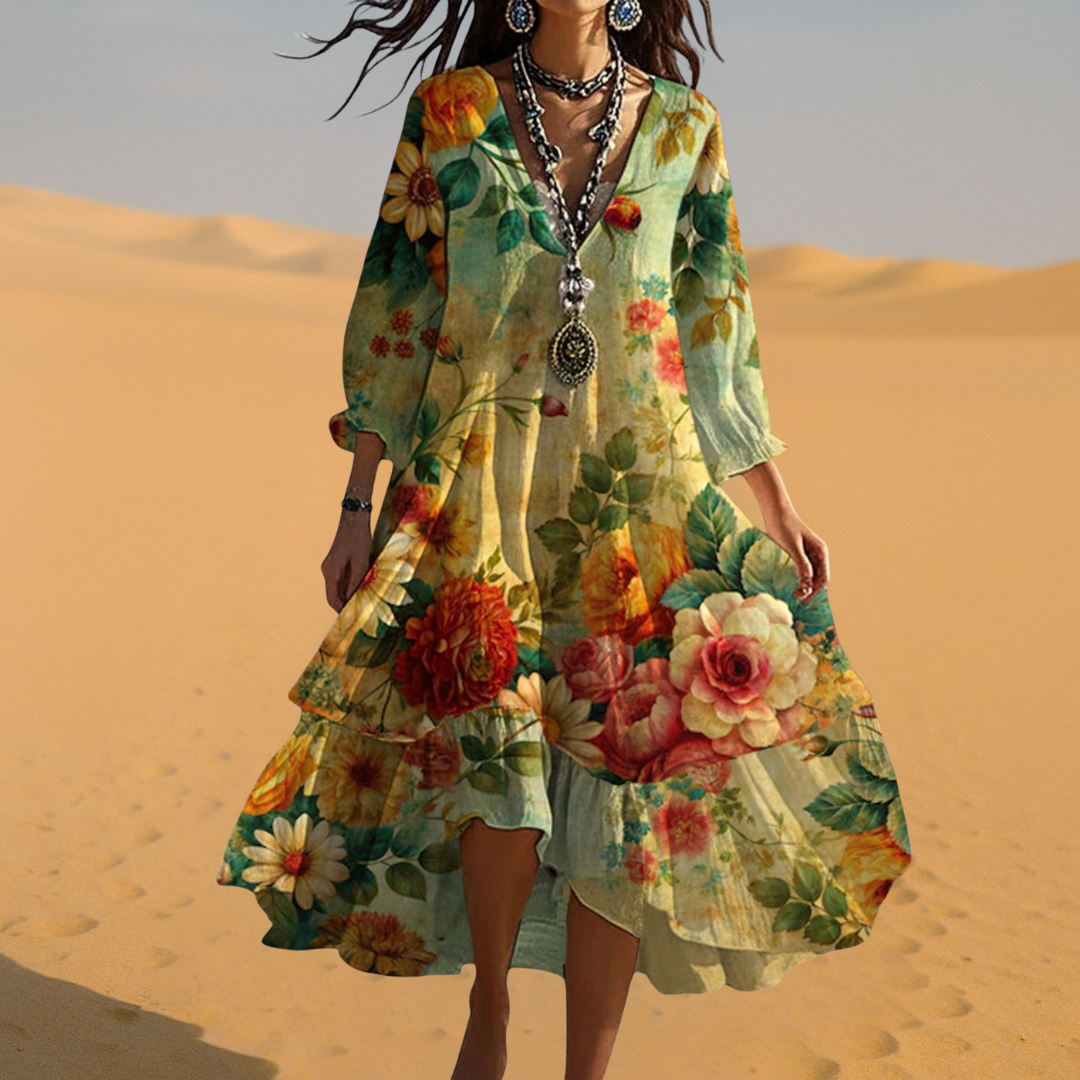 Women's Summer Maxi Dress with V-Neck