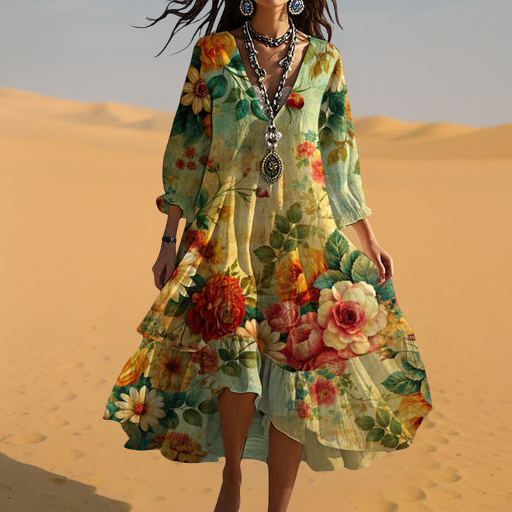Women's Summer Maxi Dress with V-Neck