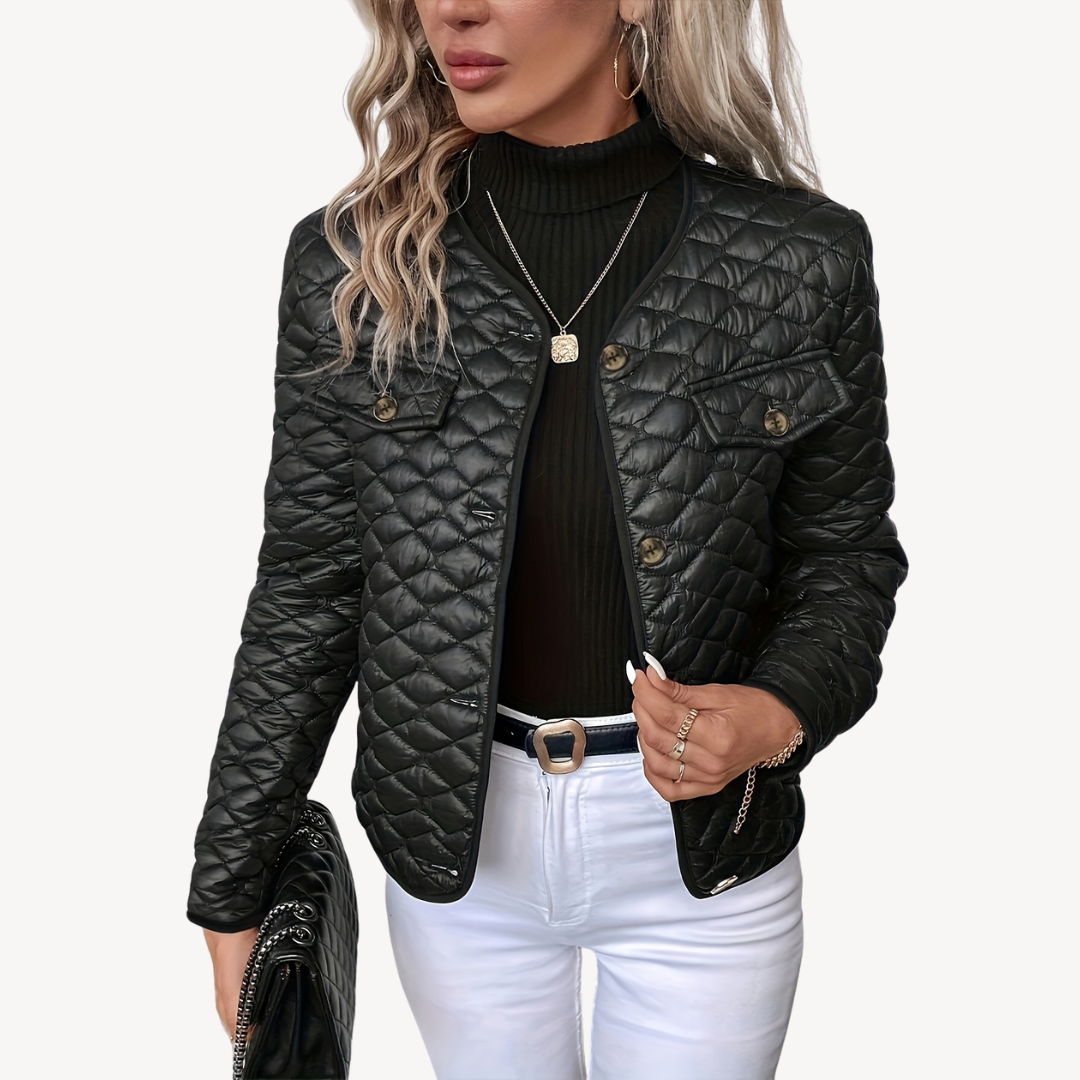 Women's Quilted Jacket with Zip and Pockets