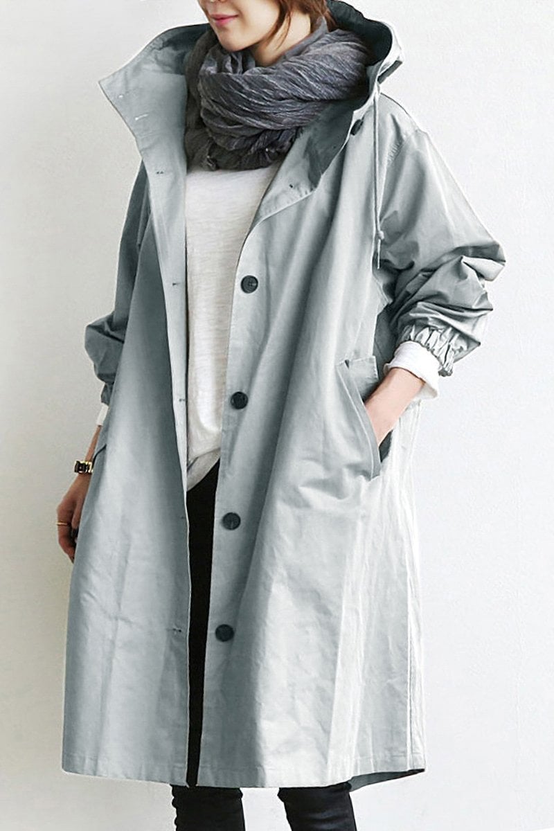 Women's Hooded Jacket with Button Front