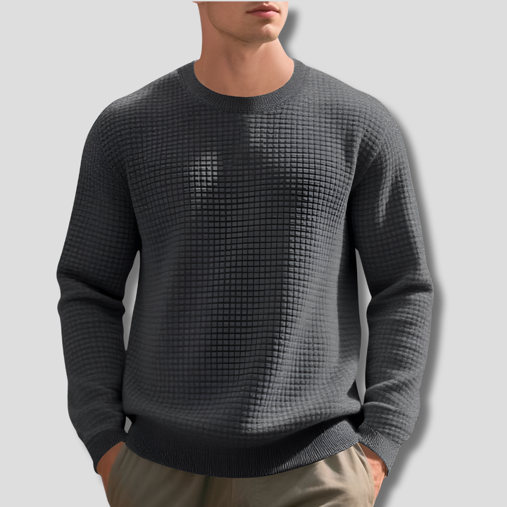 Men's Waffle Knit Crew Neck Jumper