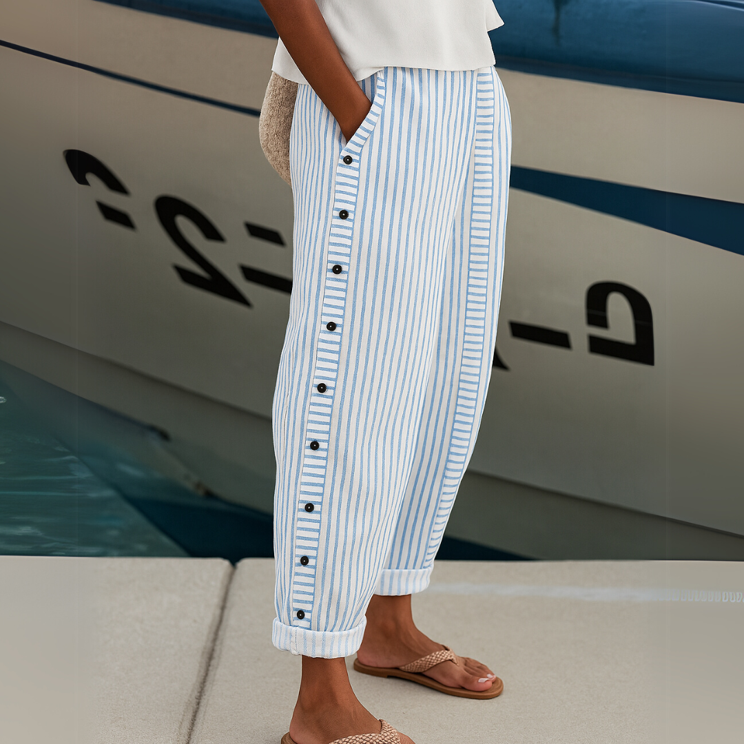 Magdalena | Women's High Waist Striped Trousers