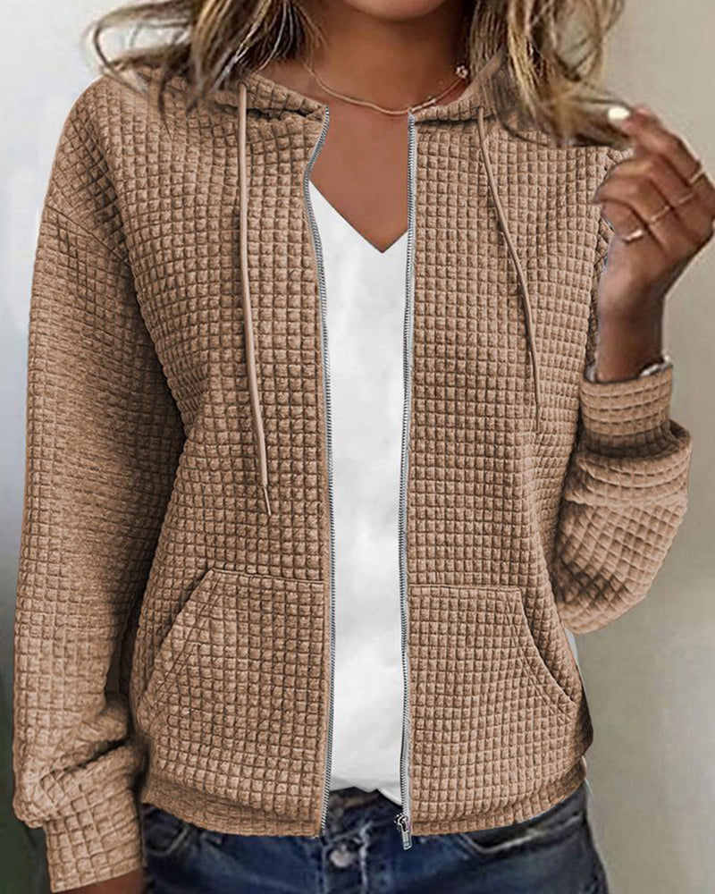 Women's Textured Zip-Up Hoodie