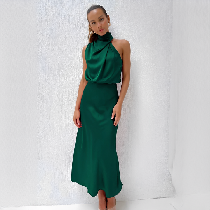 Monika | Women's Midi Satin Evening Dress