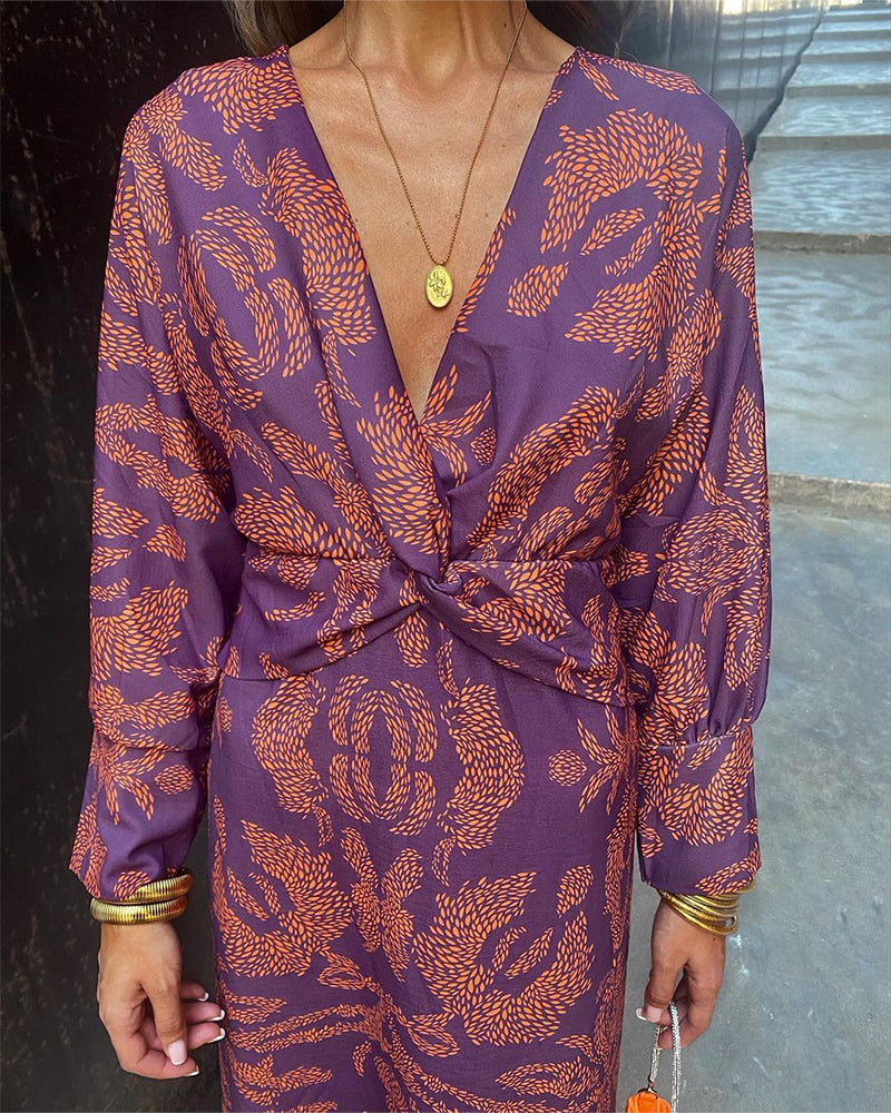Women's Maxi Dress with Long Sleeves in Boho Style