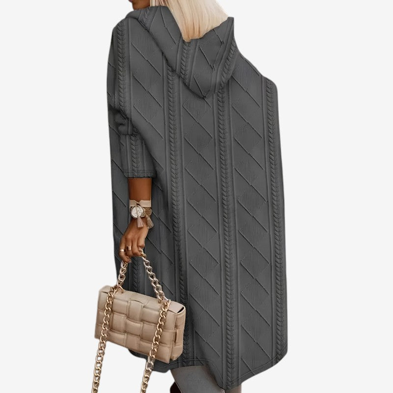 Women's Cable Knit Hooded Cardigan