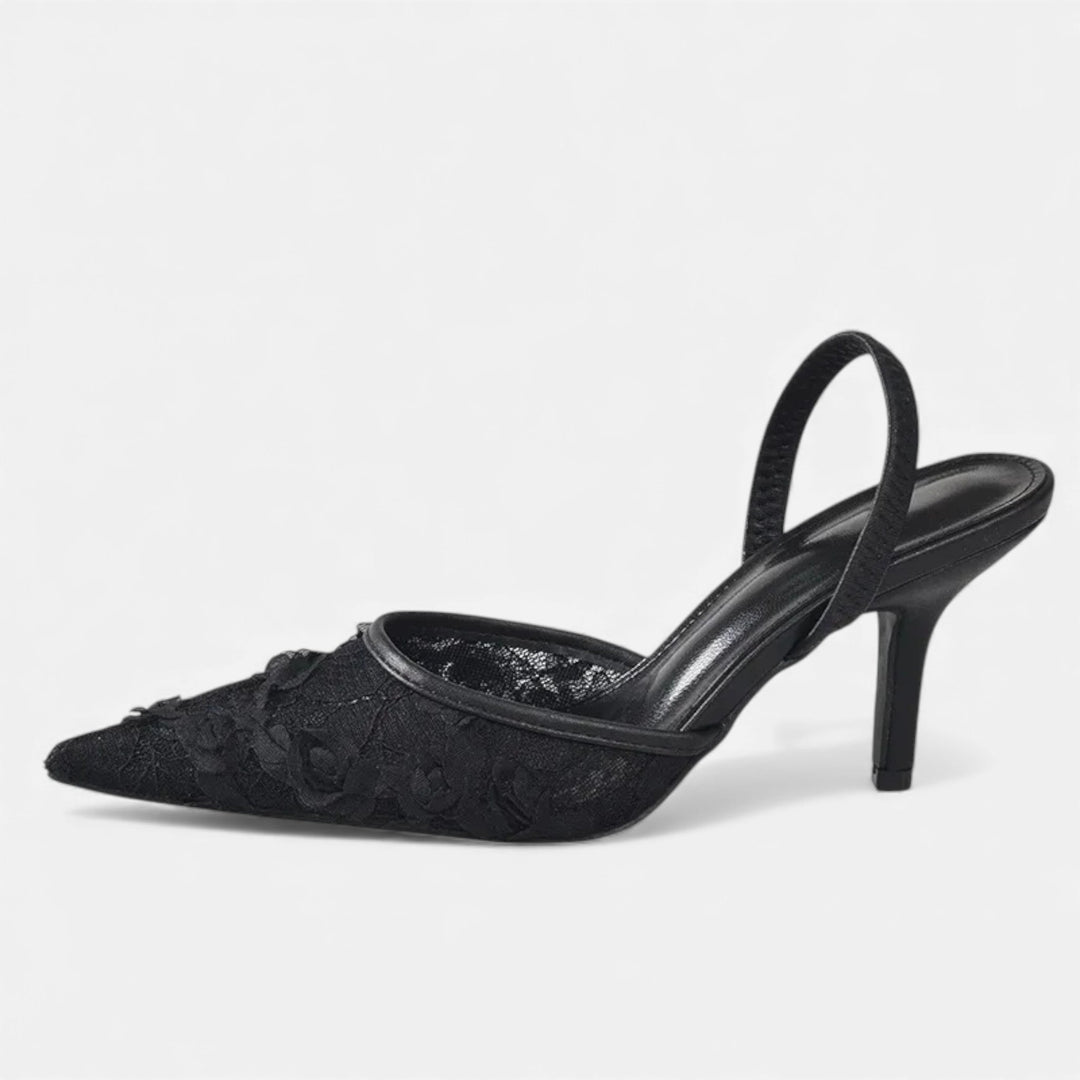 Natalia | Women's Mesh Embroidered Pointed Toe Heels