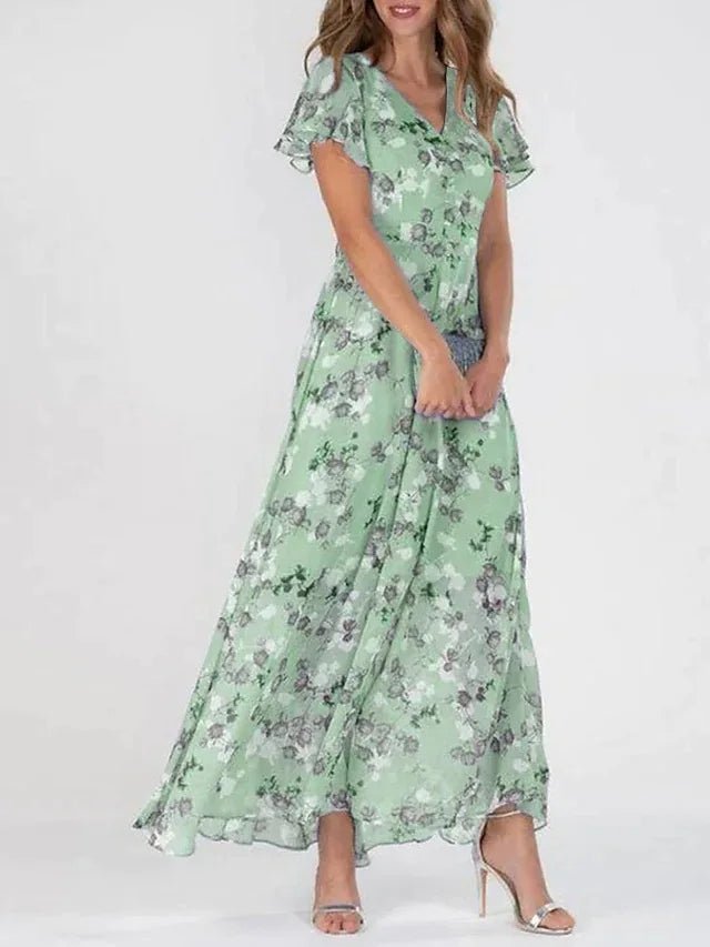 Rose | Women's Maxi Dress with V-Neck Loose Fit
