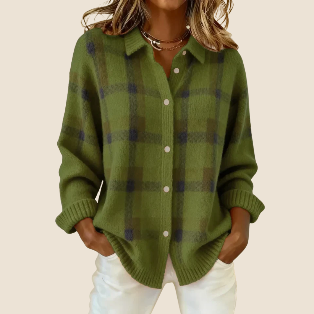 Women's Retro Check Cardigan