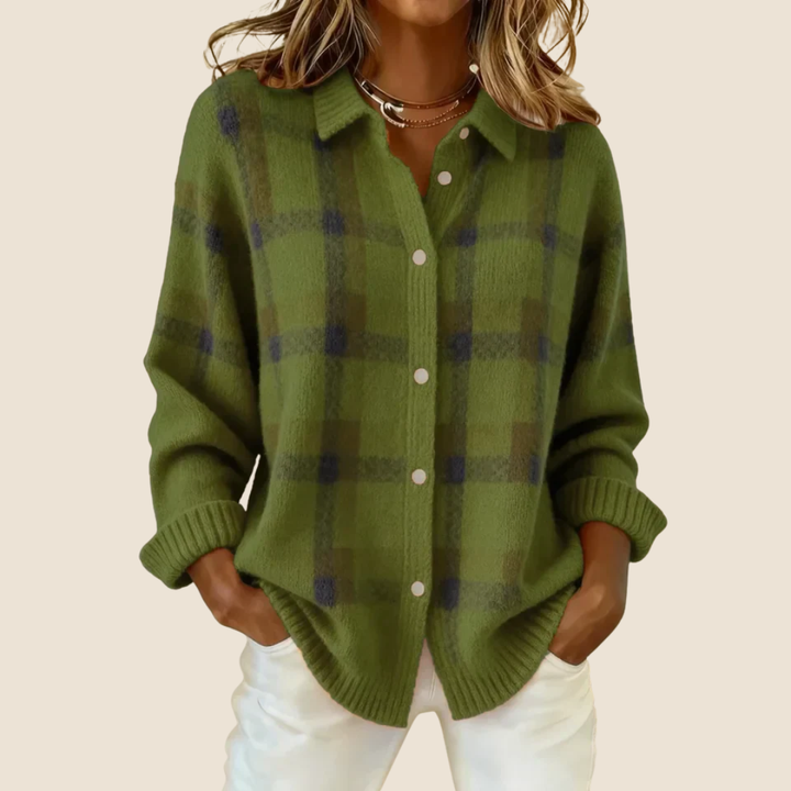 Women's Retro Check Cardigan