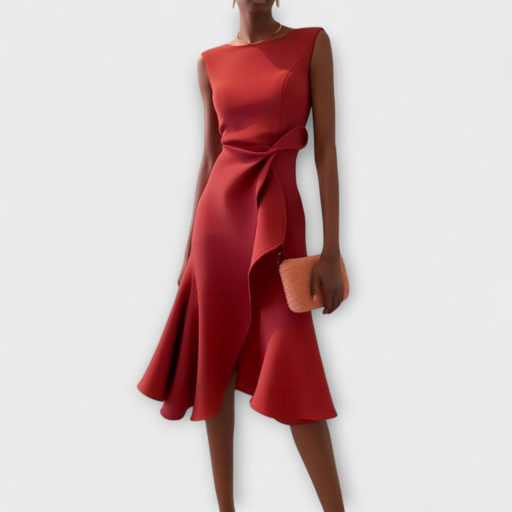 Irena | Asymmetrical Draped Midi Dress