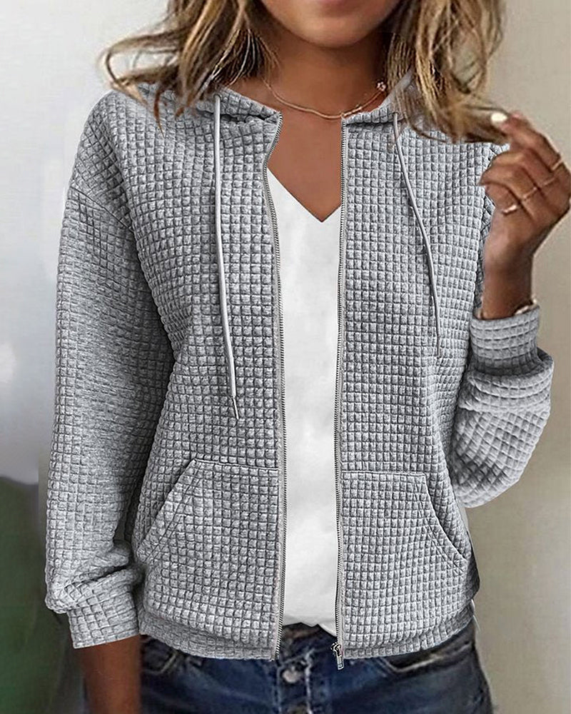 Women's Textured Zip-Up Hoodie