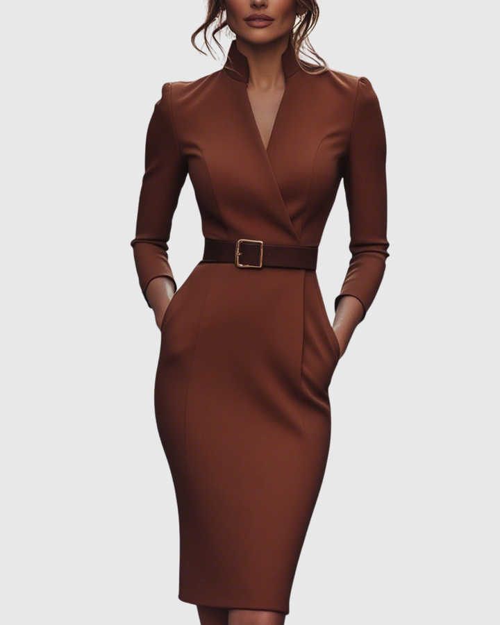 Joanna | Women's Midi Dress Fitted with a Belt