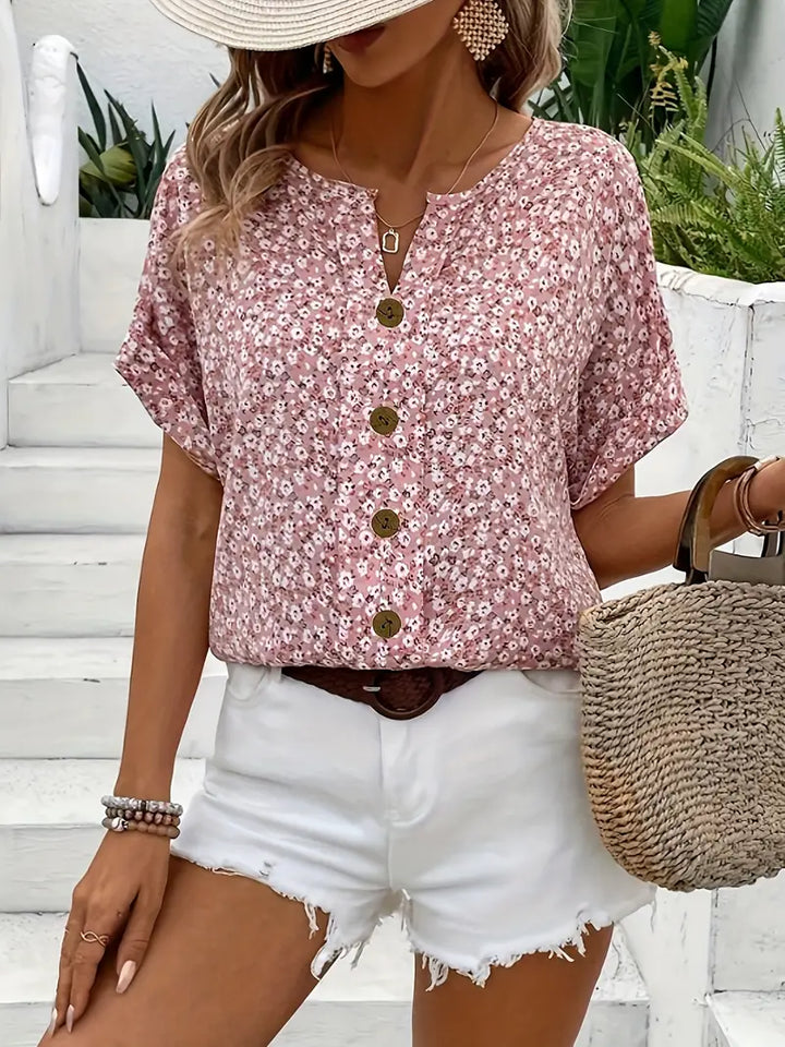 Women's Summer Blouse with Flowers