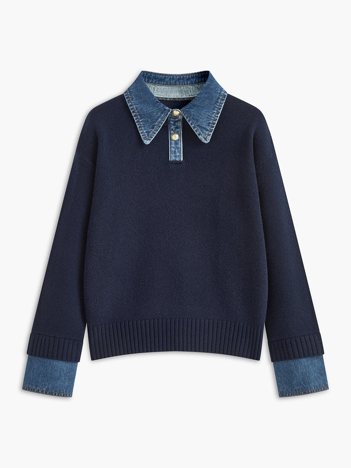 Women's Panel Lapel Knit Jumper