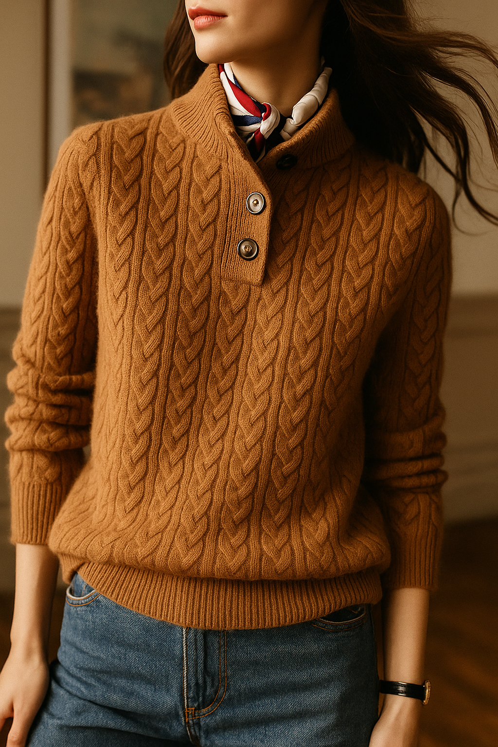 Women's Cable Knit Cashmere Blend Jumper