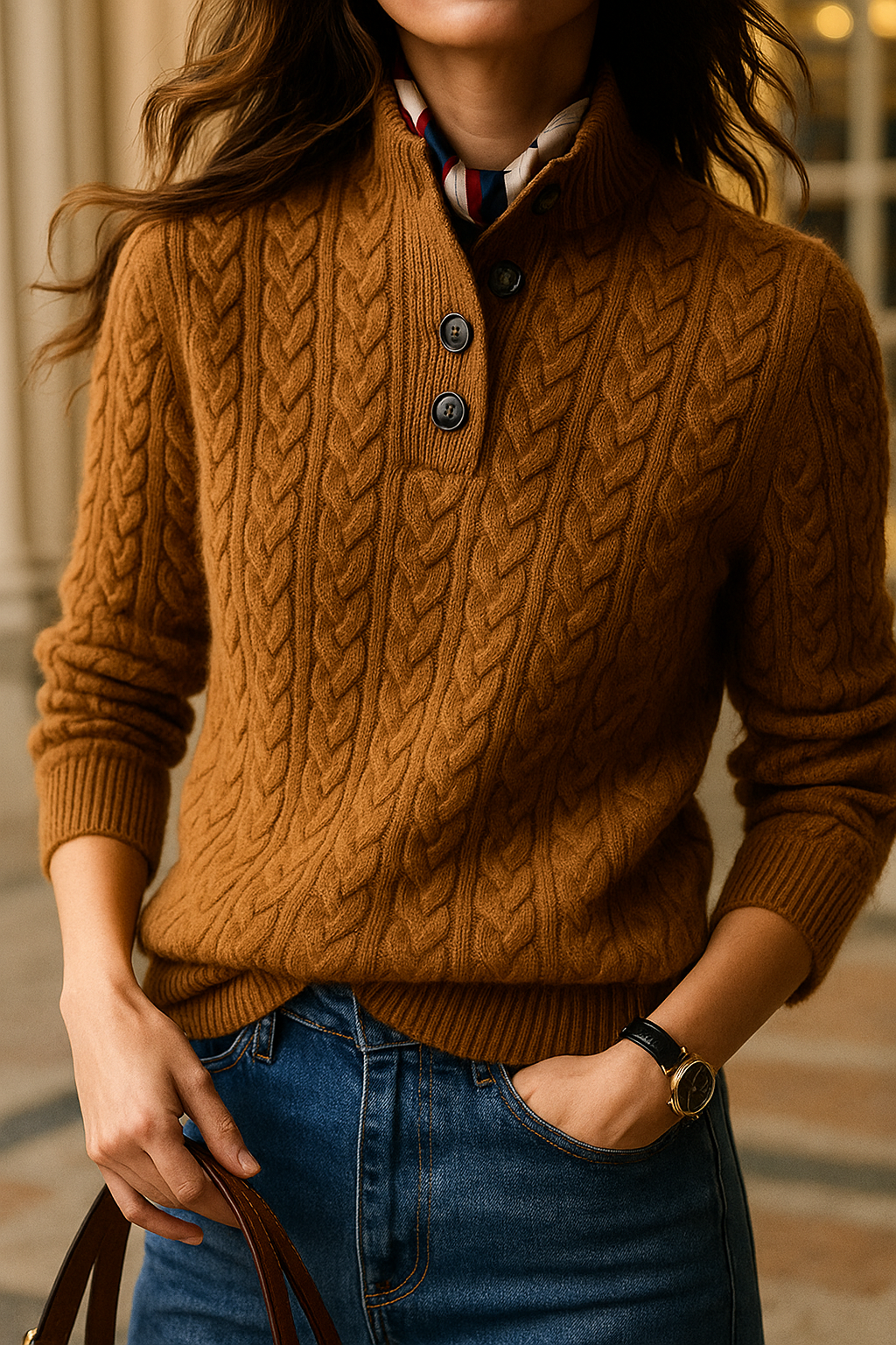 Women's Cable Knit Cashmere Blend Jumper