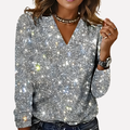 Pull femme à col en V orné de sequins