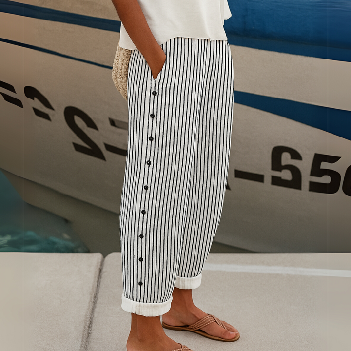 Magdalena | Women's High Waist Striped Trousers