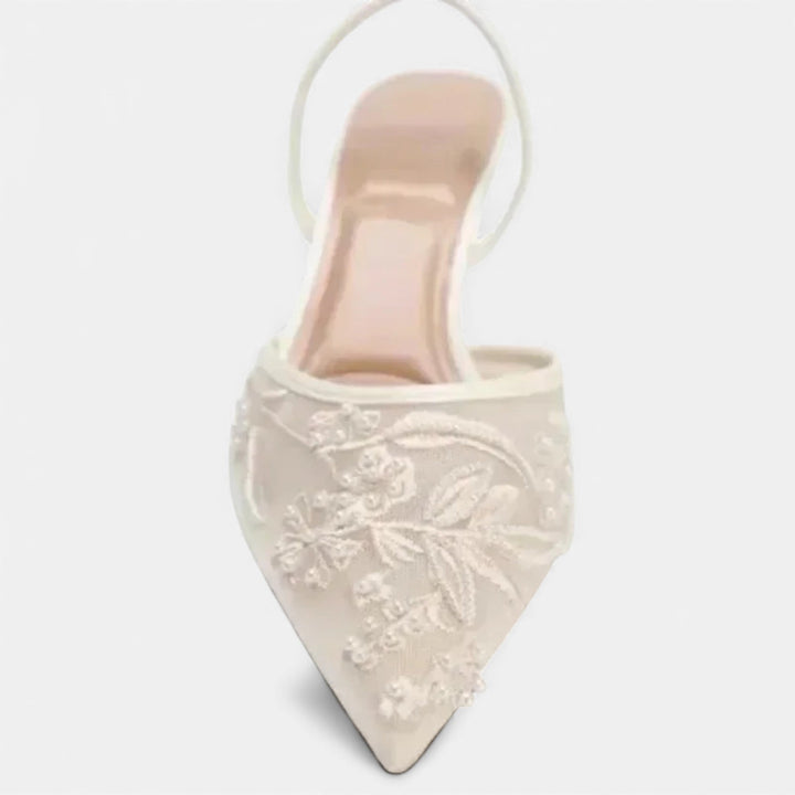 Natalia | Women's Mesh Embroidered Pointed Toe Heels