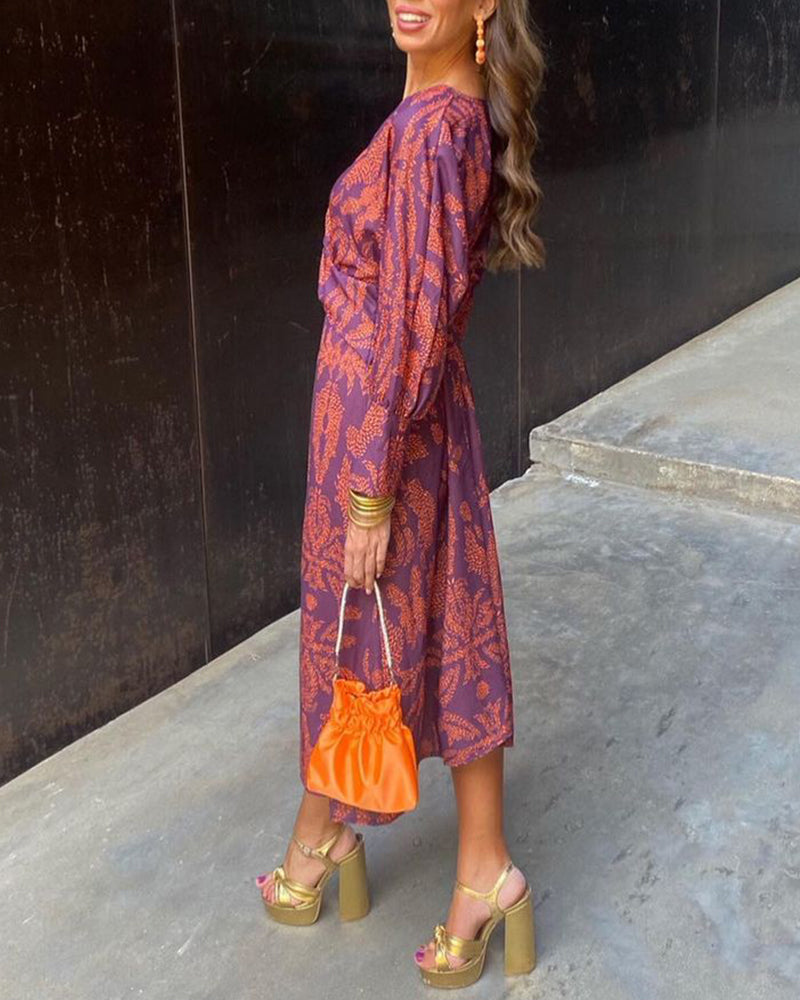 Women's Maxi Dress with Long Sleeves in Boho Style