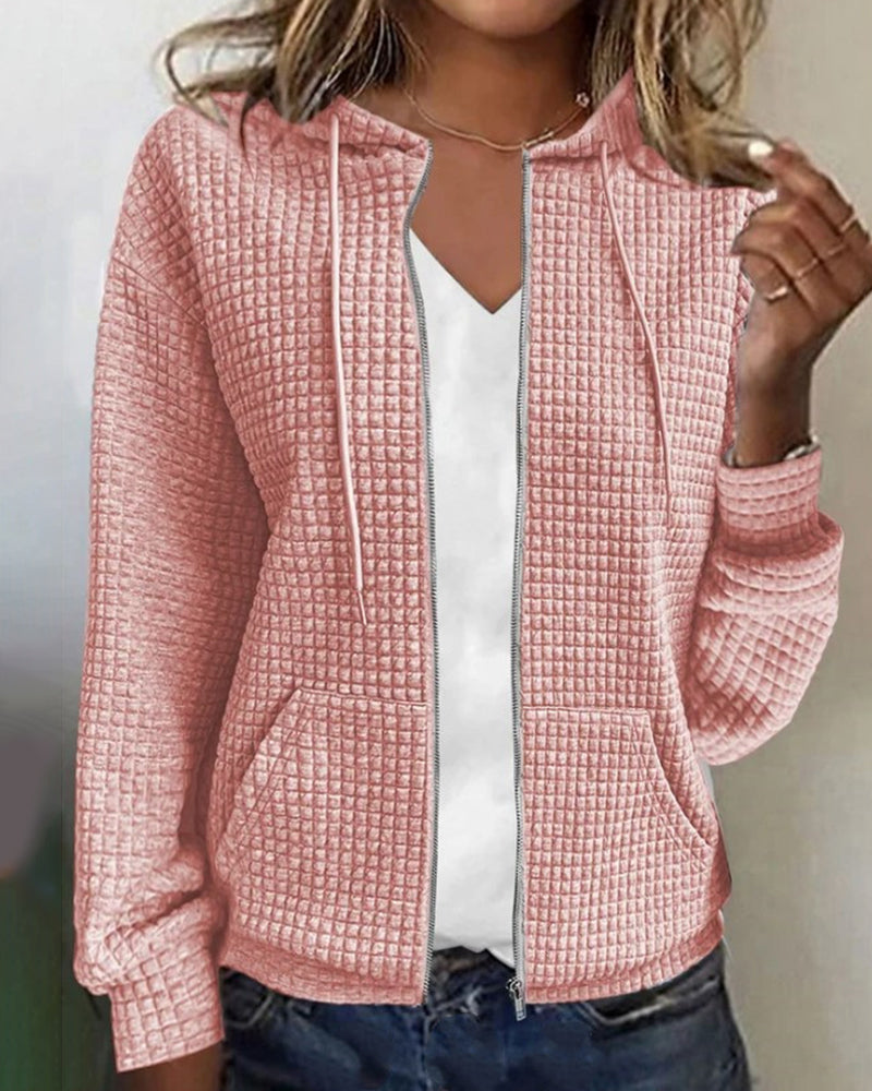 Women's Textured Zip-Up Hoodie