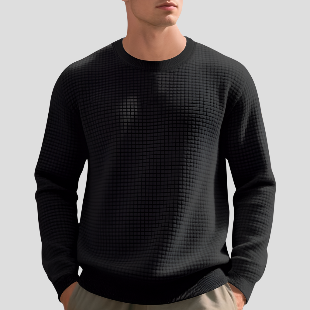 Men's Waffle Knit Crew Neck Jumper